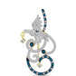Broche de Plata Bañada en Oro con Diamante Azul y Topacio Blanco