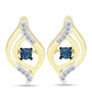 Pendientes de Plata Bañada en Oro con Diamante Azul y Topacio Blanco