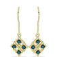 Pendientes de Plata Bañada en Oro con Diamante Azul