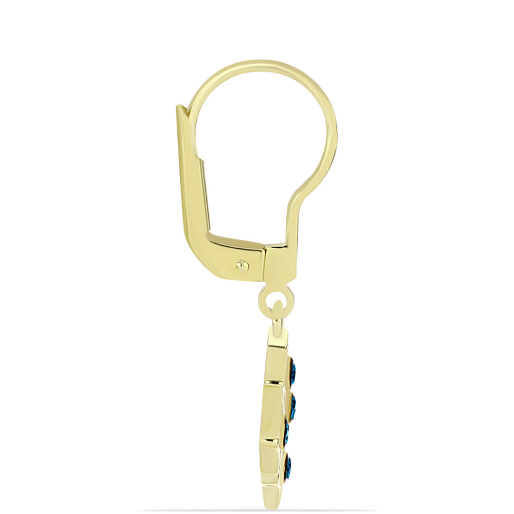Pendientes de Plata Bañada en Oro con Diamante Azul 2 