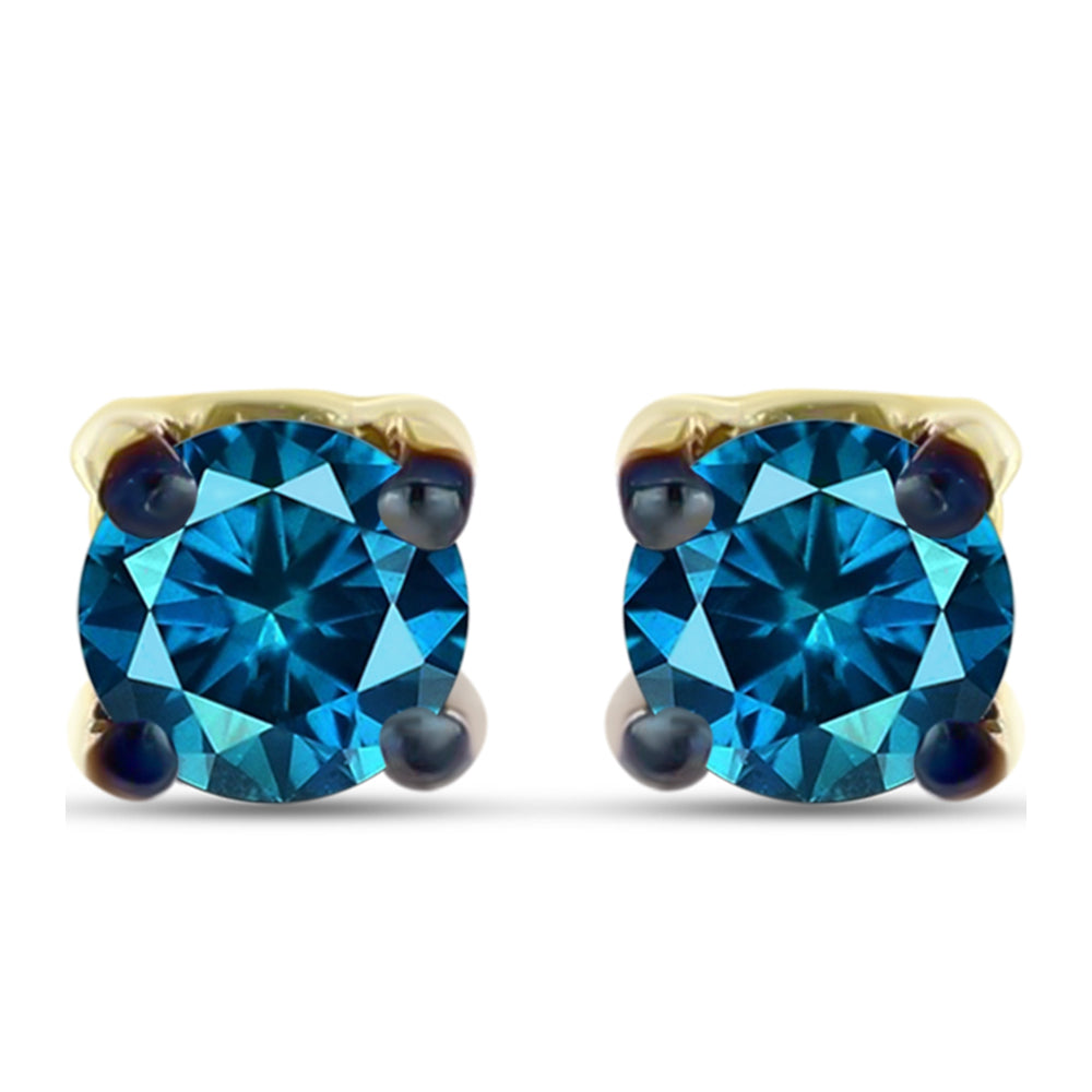 Pendientes de Plata Bañada en Oro con Diamante Azul 1 
