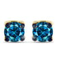 Pendientes de Plata Bañada en Oro con Diamante Azul