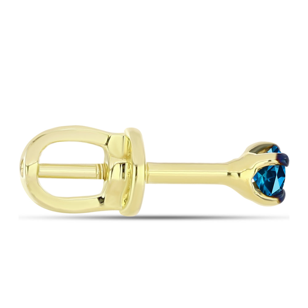 Pendientes de Plata Bañada en Oro con Diamante Azul 2 