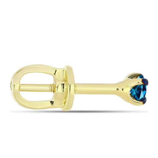 Pendientes de Plata Bañada en Oro con Diamante Azul