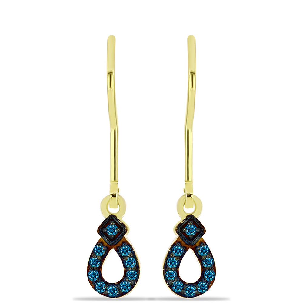 Pendientes de Plata Bañada en Oro con Diamante Azul 1 