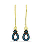 Pendientes de Plata Bañada en Oro con Diamante Azul