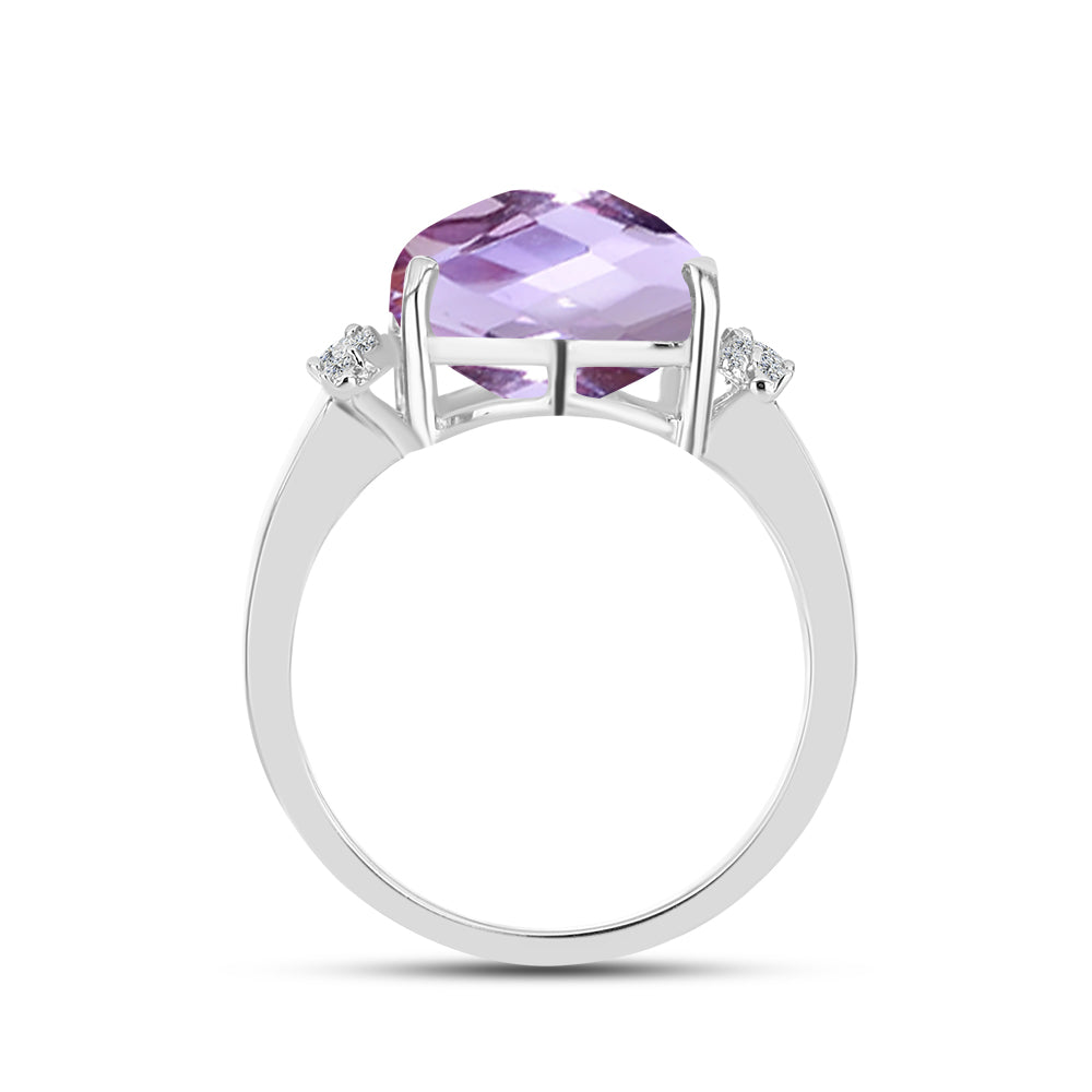 Anillo de Plata con Amatista Rosa de Francia y Topacio Blanco