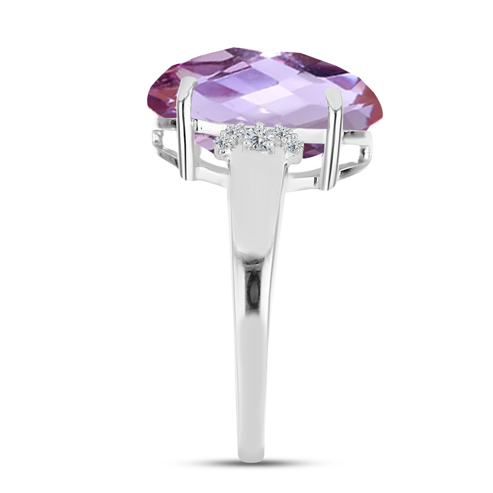 Anillo de Plata con Amatista Rosa de Francia y Topacio Blanco 4 