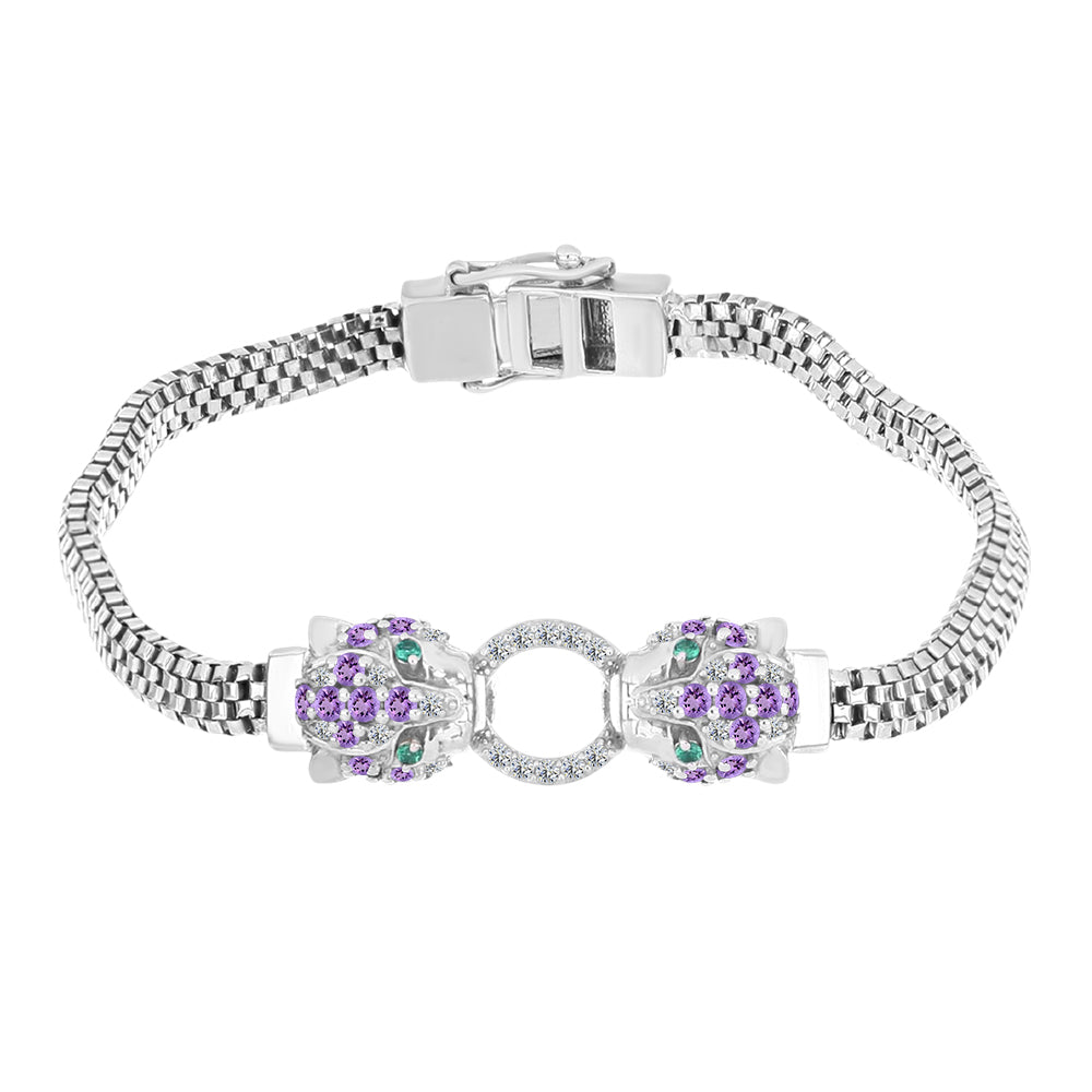 Pulsera de Plata con Amatista Rosa de Francia y Topacio Blanco 1 