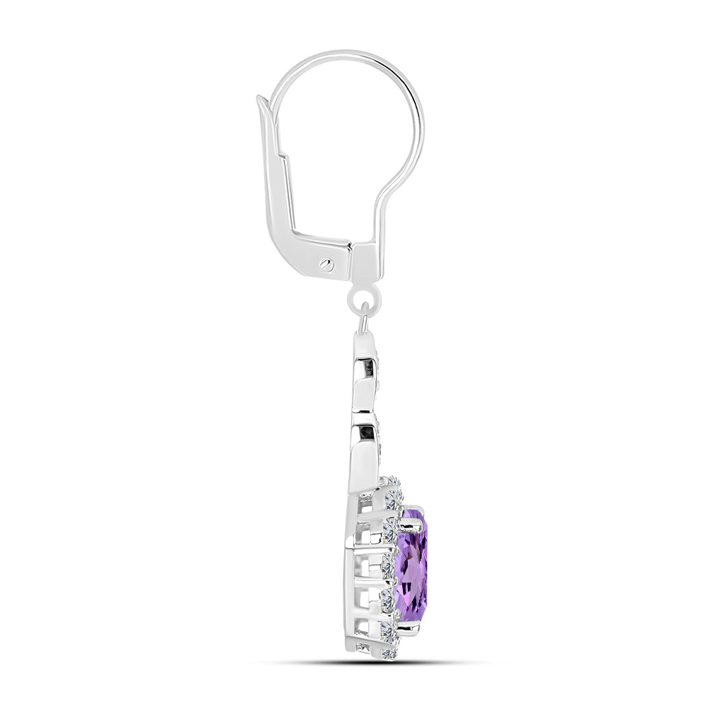 Pendientes de Plata con Amatista Rosa de Francia y Topacio Blanco 2 
