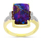 Anillo de Plata Bañada en Oro con Turquesa Cobre Morada y Topacio Blanco