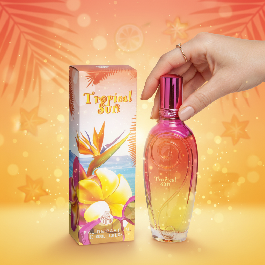 100 ml Eau de Perfume "TROPICAL SUN" Fragancia Afrutada Almizclada para Mujer, con contenido de aceite de fragancia 3% 4 