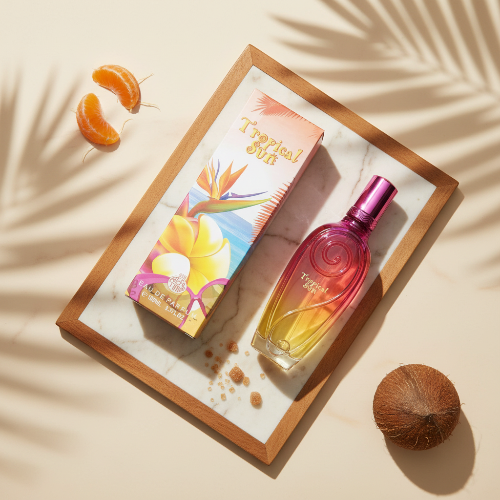 100 ml Eau de Perfume "TROPICAL SUN" Fragancia Afrutada Almizclada para Mujer, con contenido de aceite de fragancia 3% 1 