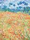 Bufanda-Mantón de algodón, 70 cm x 180 cm, Monet - Campo de amapolas
