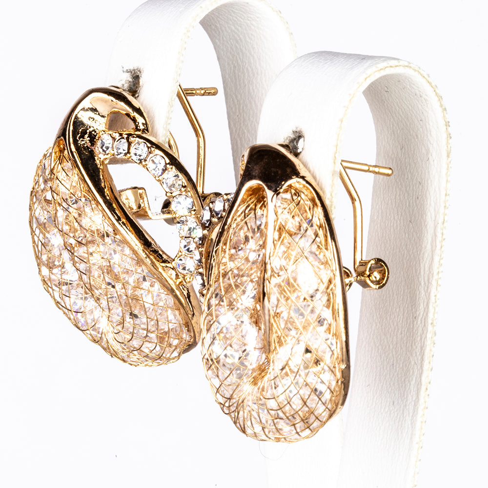 Conjunto de Aleación Bañado en Oro con Cristal Emporia® Blanco (Collar +Pendientes +Colgante )