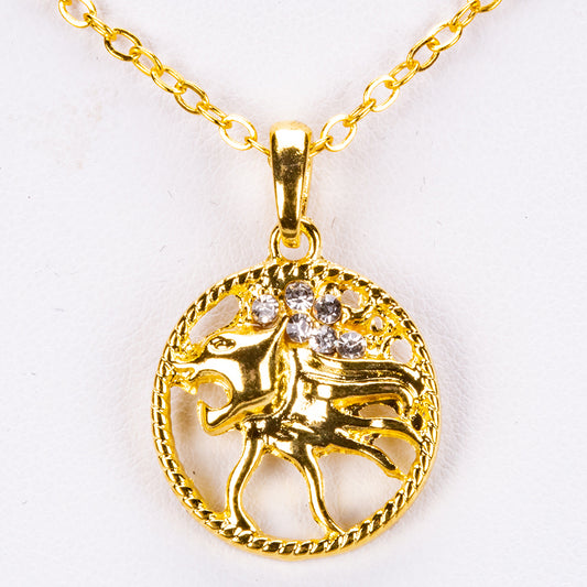 Leo Collar de Aleación Bañado en Oro con Cristal Emporia® Blanco (Collar +Colgante )