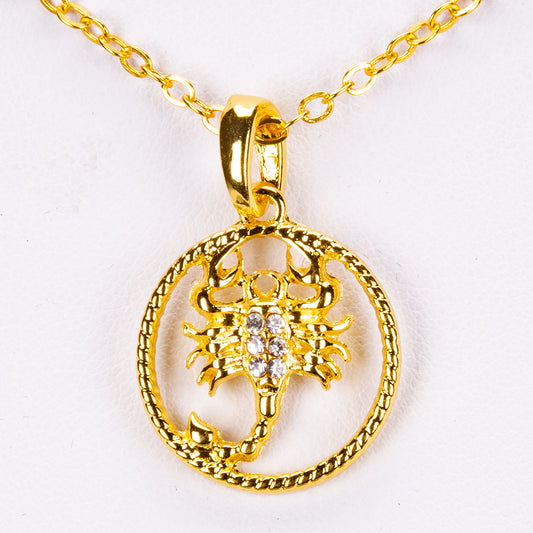 Escorpio Collar de Aleación Bañado en Oro con Cristal Emporia® Blanco (Collar +Colgante )