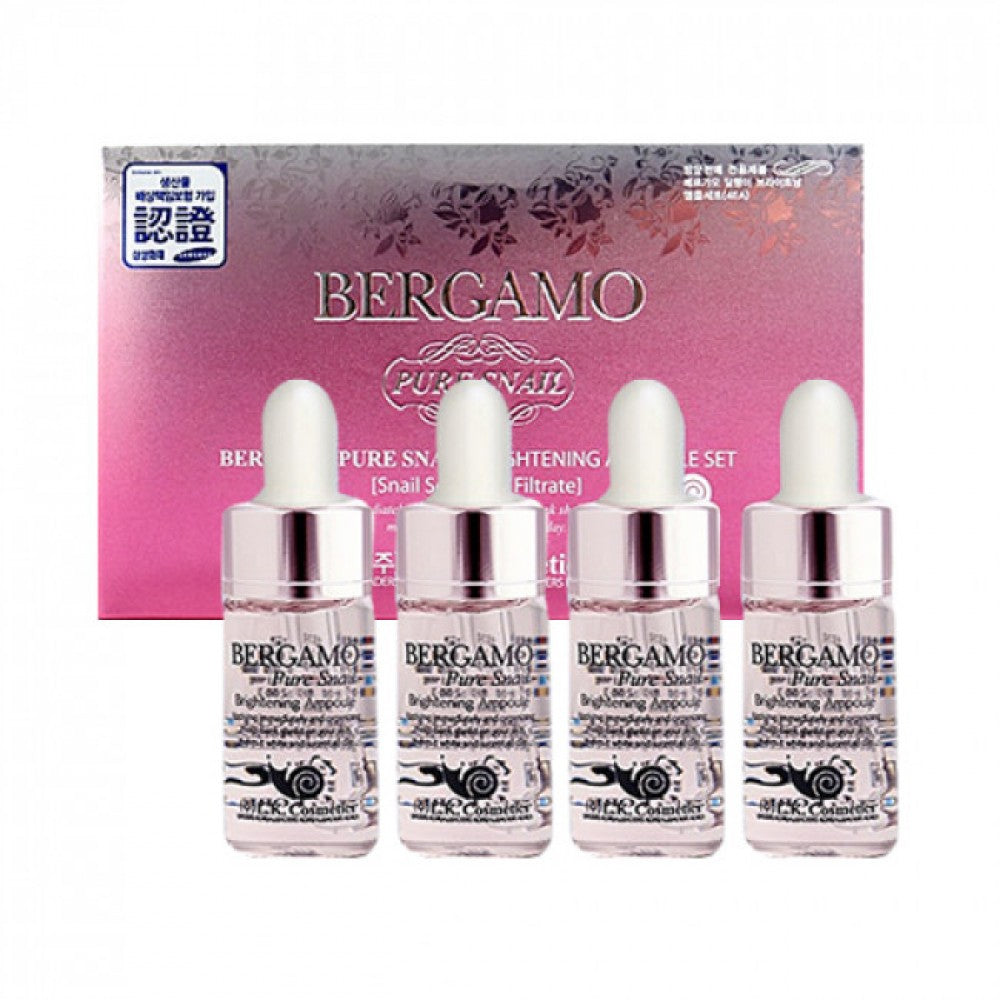 BERGAMO Pure Snail Ámpula Aclaradora. Set de 4 piezas, 13ml x 4 1 