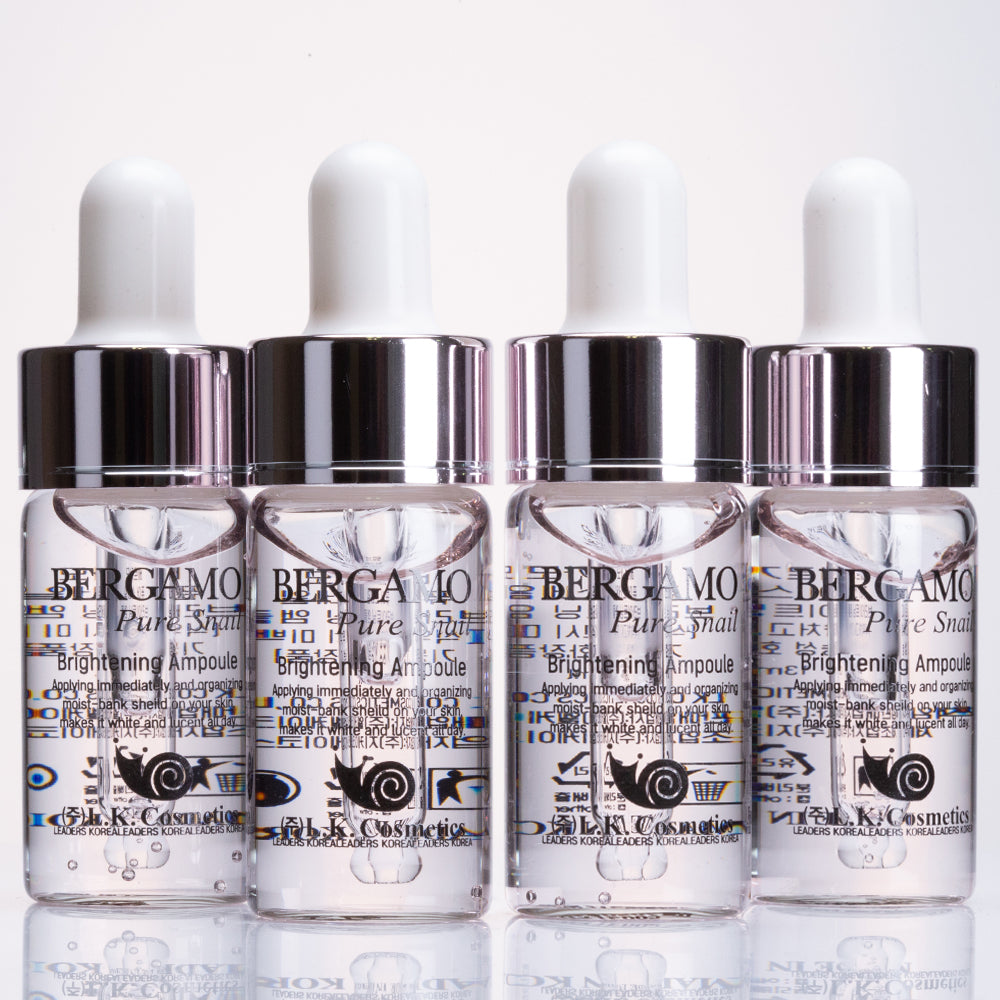 BERGAMO Pure Snail Ámpula Aclaradora. Set de 4 piezas, 13ml x 4