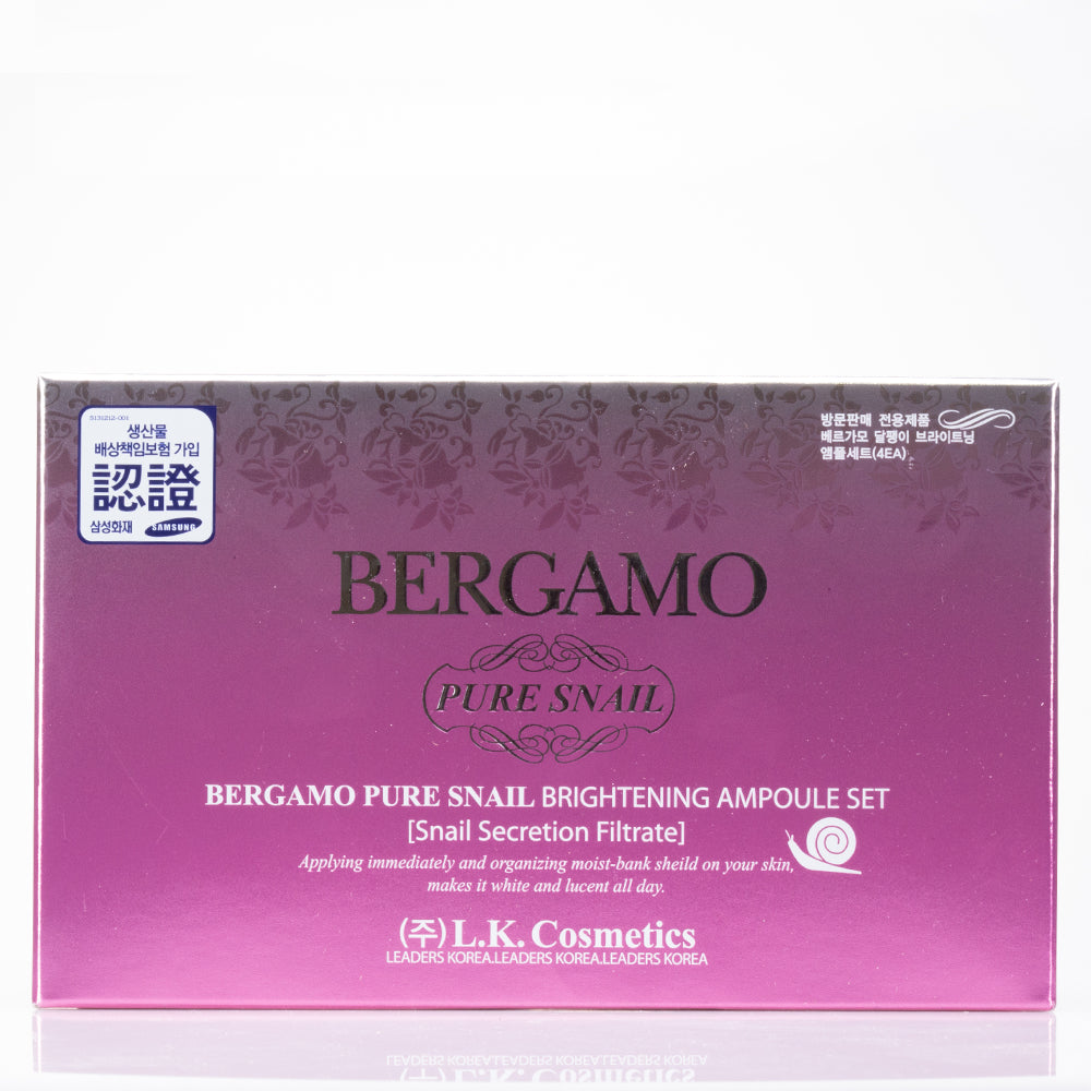 BERGAMO Pure Snail Ámpula Aclaradora. Set de 4 piezas, 13ml x 4