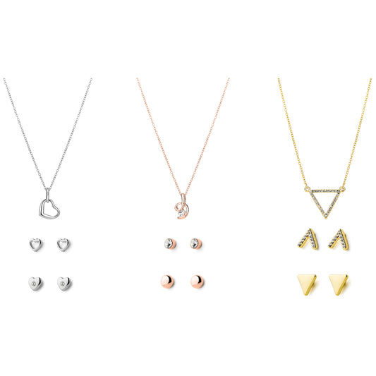 Set White Emporia Crystal de oro plateado ( Collar, Pendientes  y Colgante)