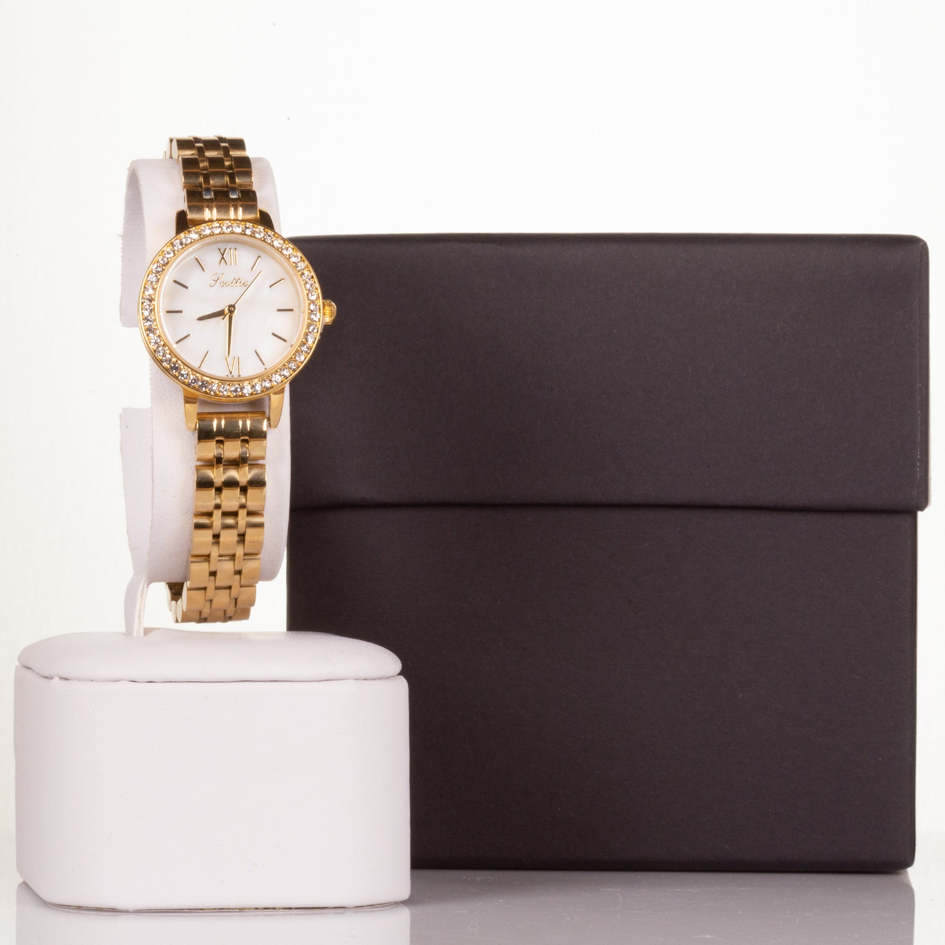 Reloj de aleación con movimiento Miyota de alta calidad con caja de regalo, esfera de color blanco 2 