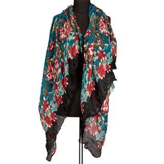 Bufanda de moda, 100% viscosa, 180 cm x 100 cm, Floral