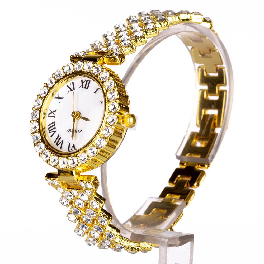 Reloj de Aleación Bañado en Oro con Cristal Emporia® Blanco (Collar +Pendientes +Pulsera +Colgante ) 4 