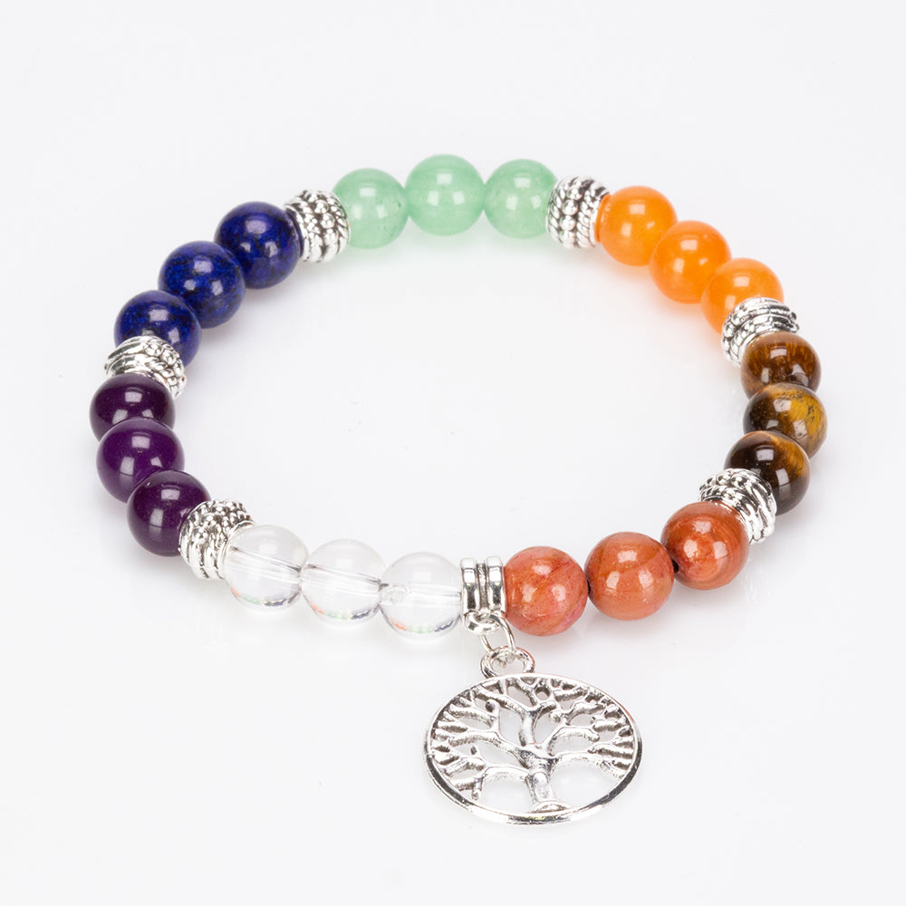 Juego de regalo Emporia de 9 piezas de 7 velas de cristal de chakra, colgante de chakra y pulsera de chakra con amatista, lapislázuli, citrino, aventurina verde, ojo de tigre, jaspe rojo y cuarzo transparente 11 