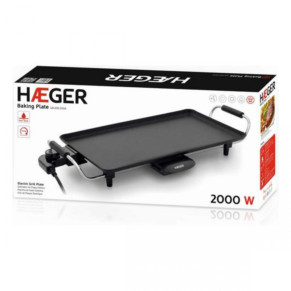 HAEGER Placa de horno eléctrica para grill, 2000 W 2 