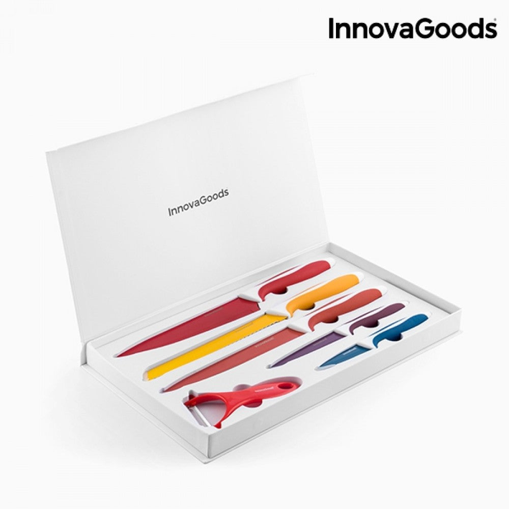 InnovaGoods Kitchen Cokware set de cuchillos con revestimiento de cerámica con pelador