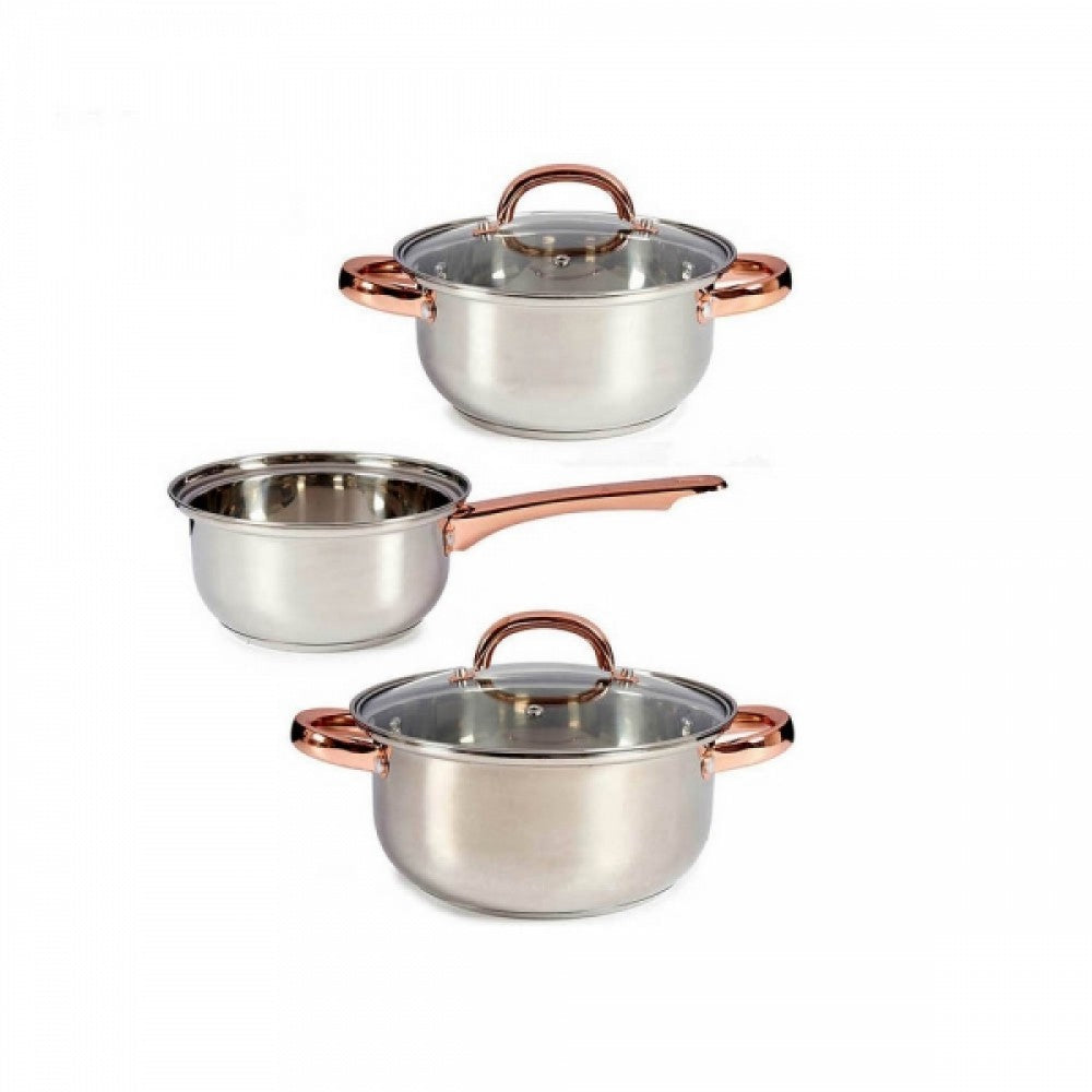 Juego de 5 piezas de utensilios de cocina de acero inoxidable y vidrio, color plata-oro rosa 1 