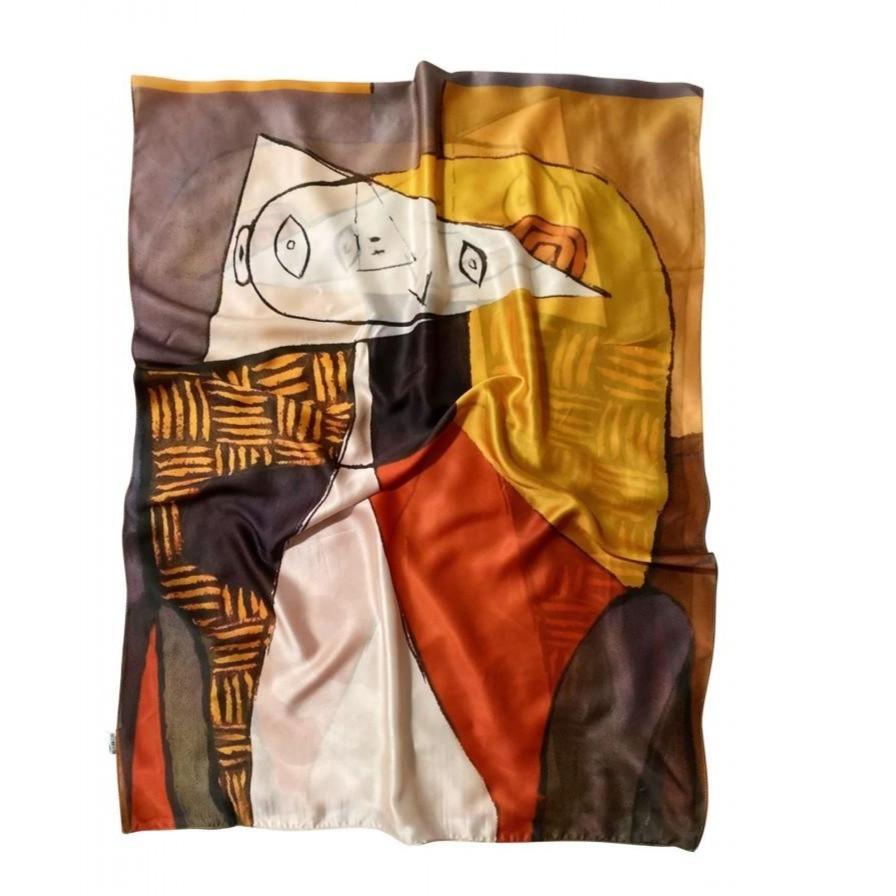 Bufanda-Mantón de seda, 70 cm x 180 cm, Picasso - Estilo retrato