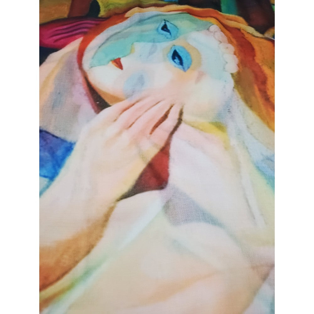Bufanda-Mantón de algodón, 70 cm x 180 cm, Picasso - Retrato de estilo abstracto