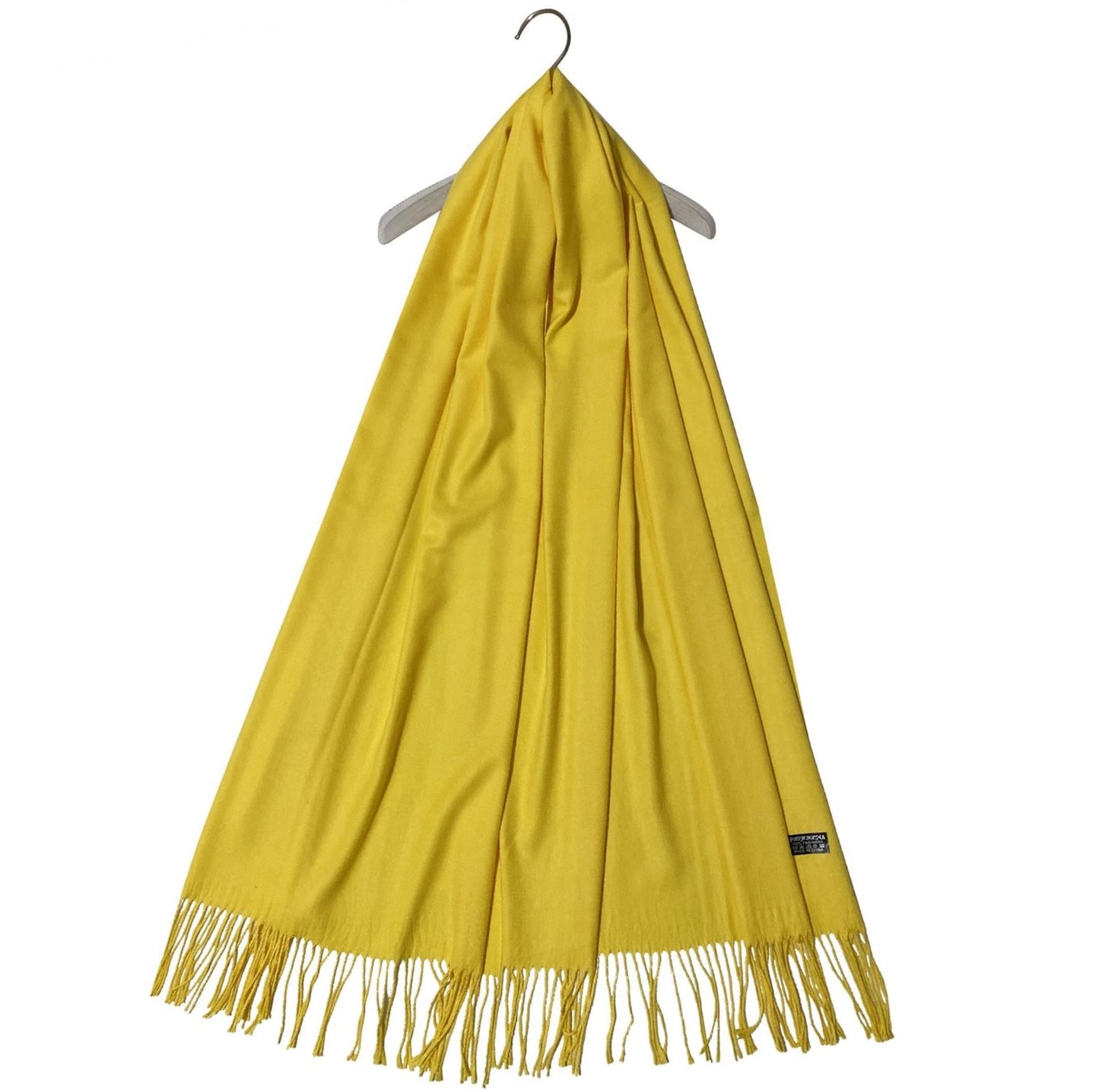 Yellow 100% Pashmina Super Soft Tassel Scarf, 70 x 170cm