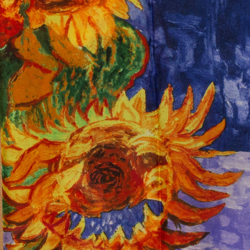 Pañuelo 100% Seda, 90 cm x 180 cm, Seis Girasoles de Van Gogh 6 