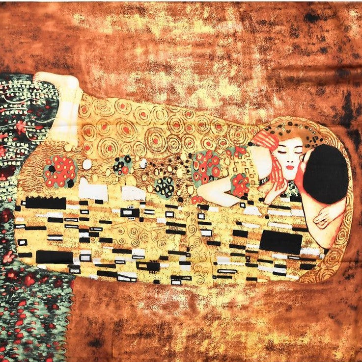 Pañuelo 100% Seda, 90 cm x 180 cm, El Beso, de Klimt 12 