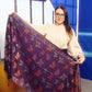 Bufanda de cachemira 100% pashmina auténtica, 70 cm x 170 cm, estampado de mariposas azul marino brillante