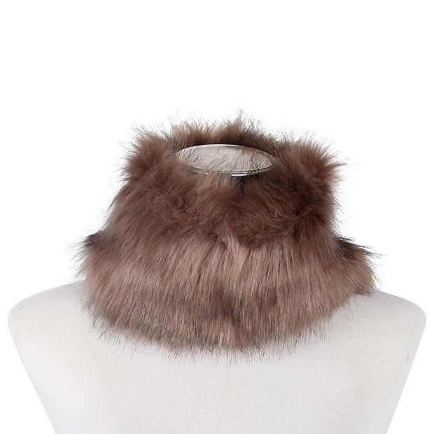 Brown 100% Viscose Due Colour Faux Fur Snood, 13cm x 30cm 1 