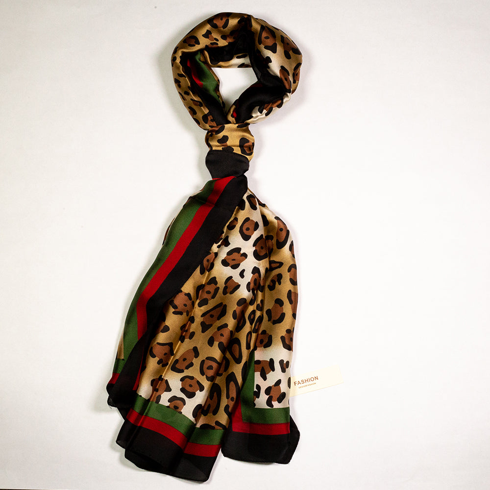 Pañuelo 100% Seda, 90 cm x 180 cm, Leopardo