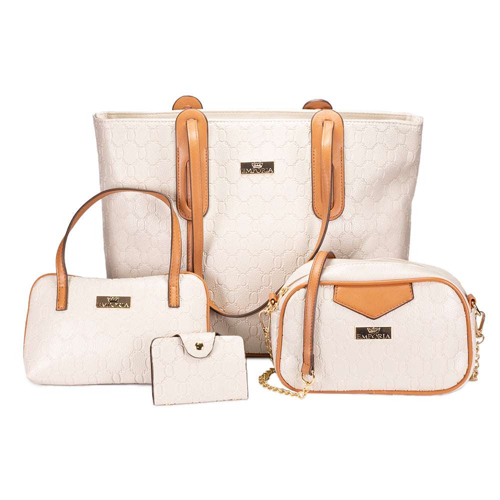 Emporia set de 4 bolsos, beige y marrón