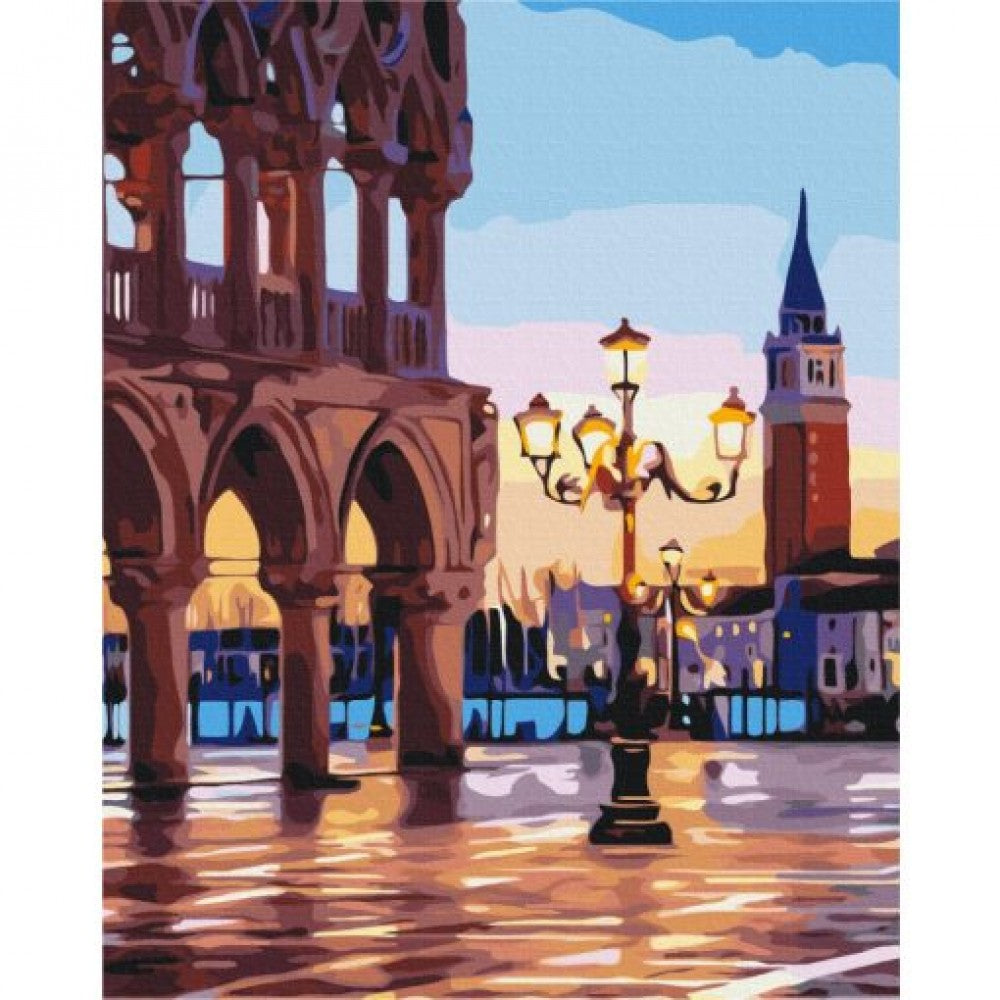 "Oscuridad en la plaza principal de Venecia" kit para pintar con números, 40x50 cm 1 