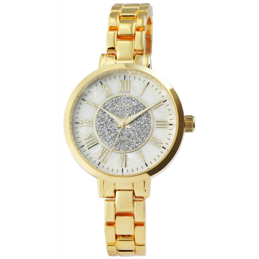 Reloj para mujer exclusivo de Akzent con correa de metal AK2226, color plateado, movimiento de cuarzo Japan Y121, color blanco, esfera plateada