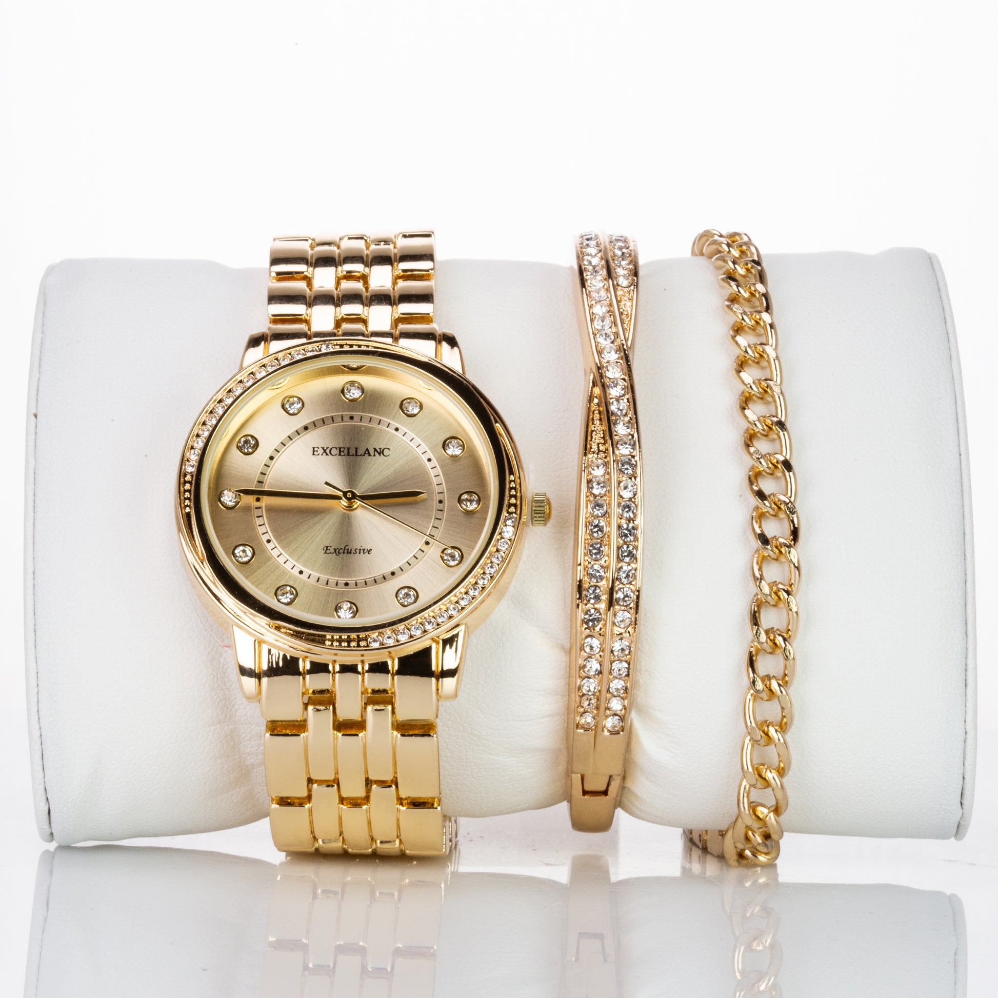 Set Whit Emporia Crystal en oro plateado ( reloj de pulsera + 2 pulseras ) 2 