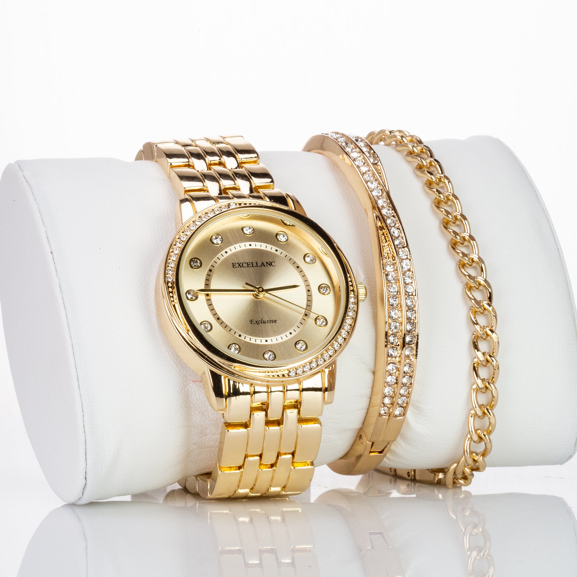 Set Whit Emporia Crystal en oro plateado ( reloj de pulsera + 2 pulseras ) 1 