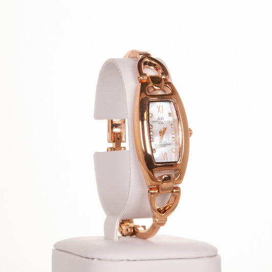 Reloj de aleación para mujer AW Color oro rosa con fina correa triangular y cristales de cuarzo