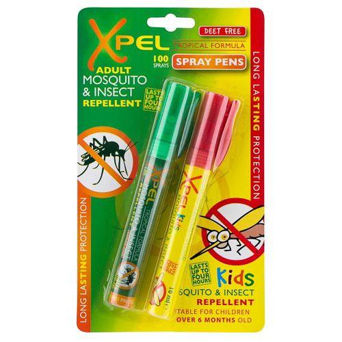 2 X Repelente de Mosquitos e Insectos Pen Spray Adulto + Kit Infantil de Ultra-Larga duración - 2 x 100 Golpes 1 