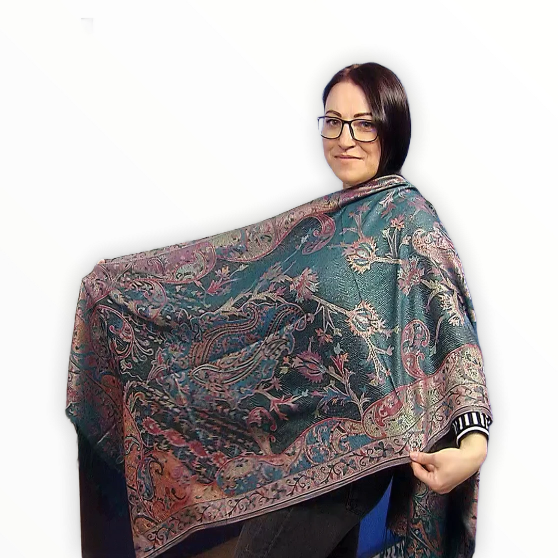 Bufanda de cachemira 100% Pashmina auténtica, 70 cm x 180 paisley – Galeria de Joyas