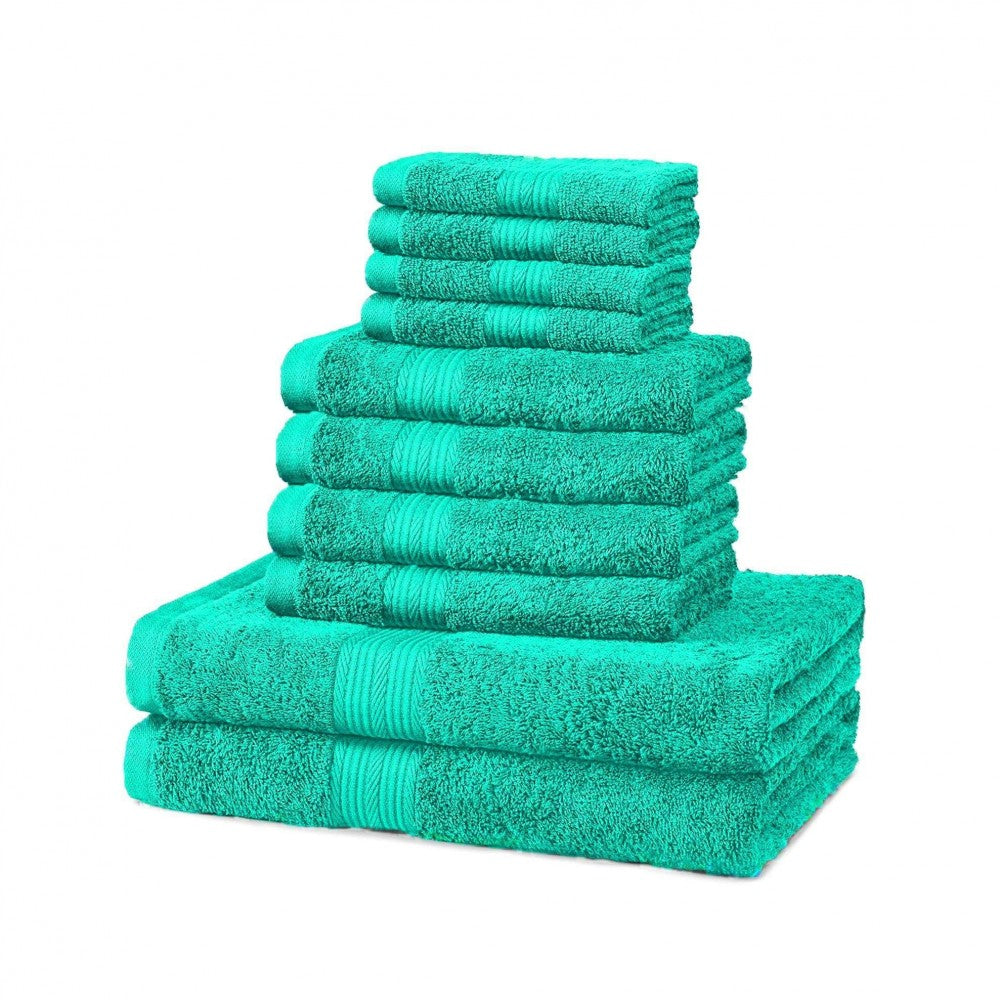 Juego de toallas 100% Algodón Extra Suave 10 piezas, en colores alegres super brillantes
