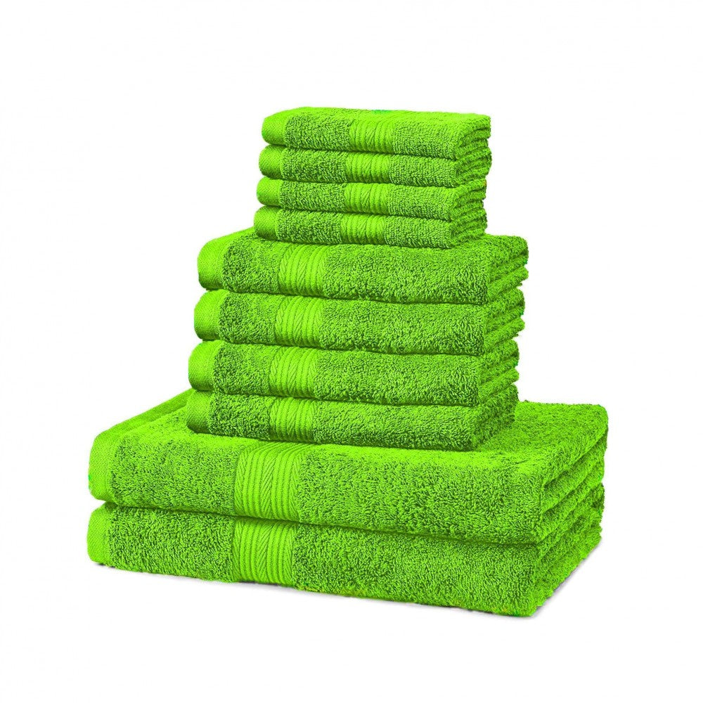 Juego de toallas 100% Algodón Extra Suave 10 piezas, en colores alegres super brillantes